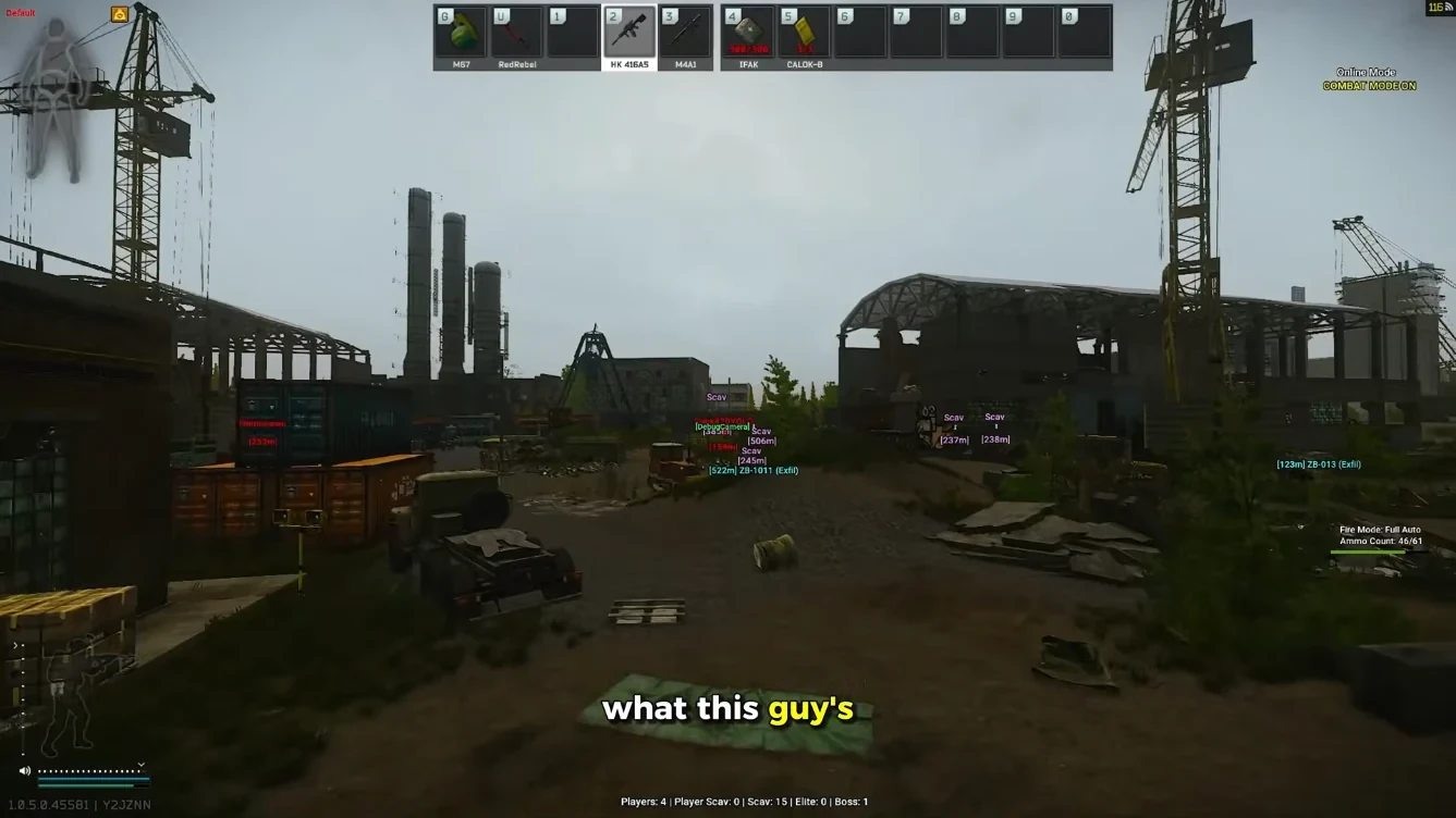 Player and Scav ESP tags with distance readouts on Customs
