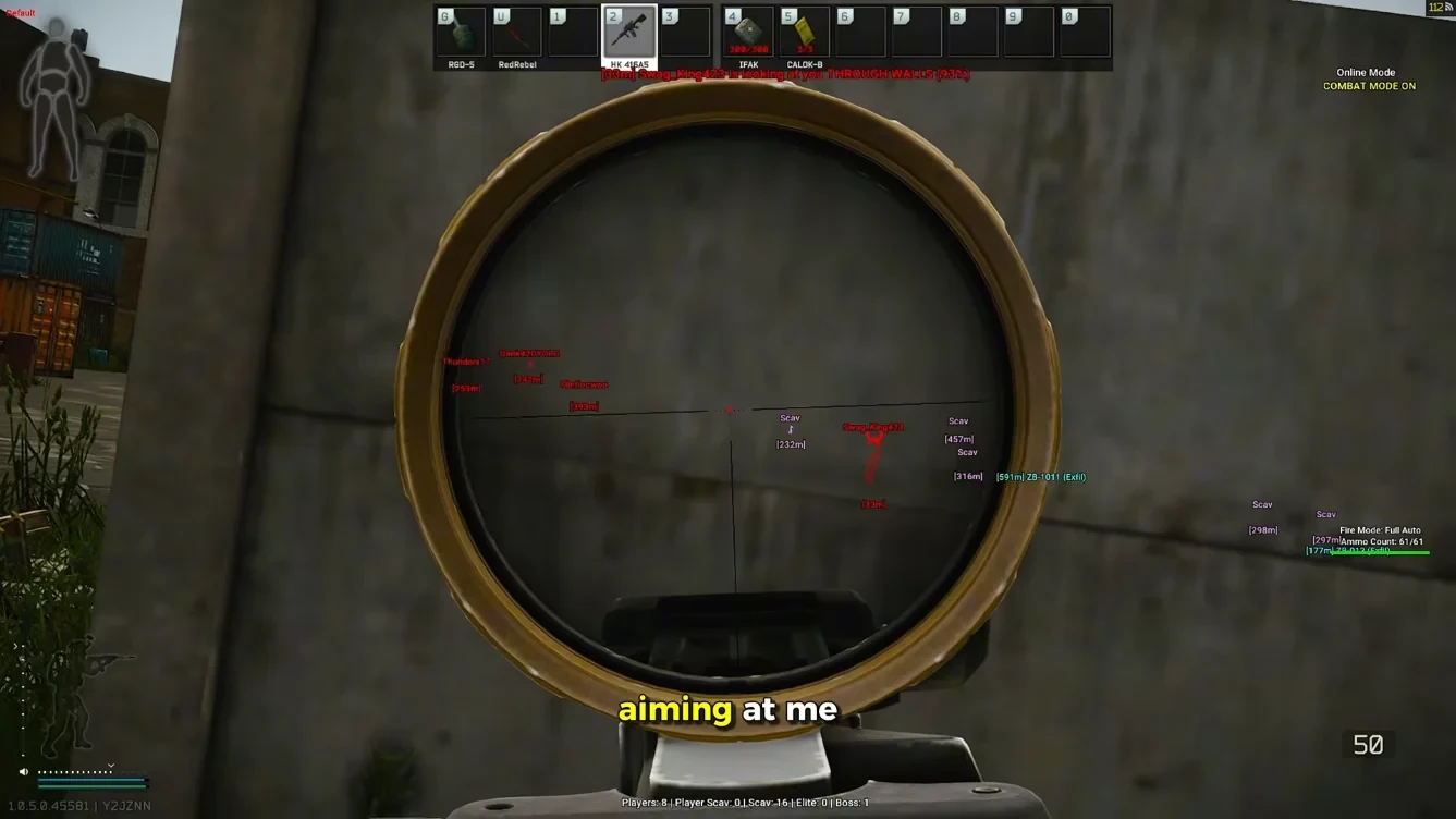 Skeleton wallhack and enemy-looking-at-you warning through scope